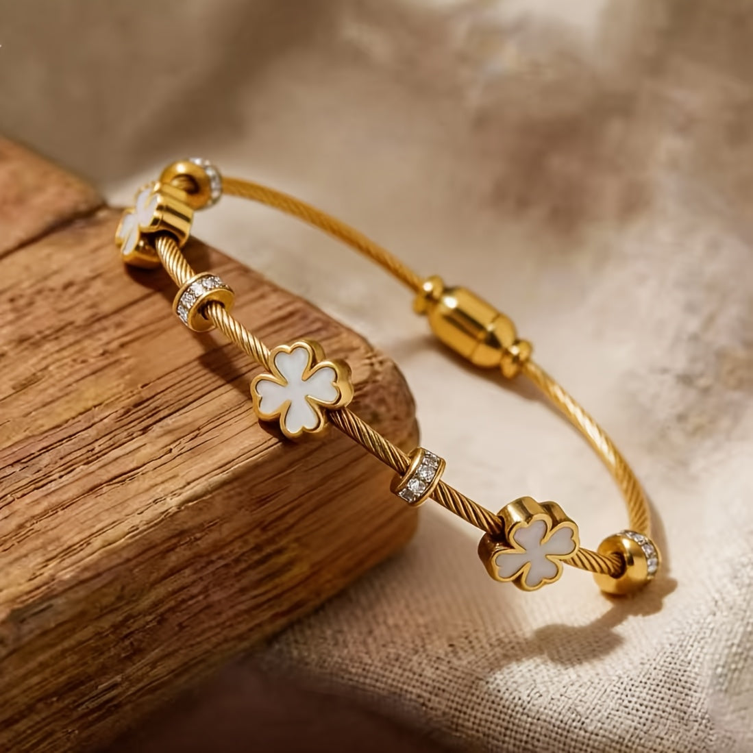 Lucky Four Leaf Clover Adjustable Bracelet