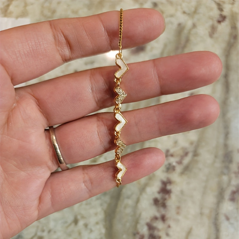Triple stone heart bracelet