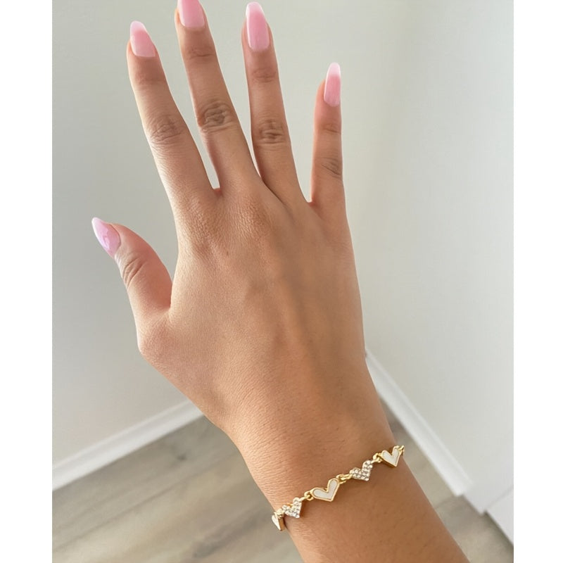 Triple stone heart bracelet